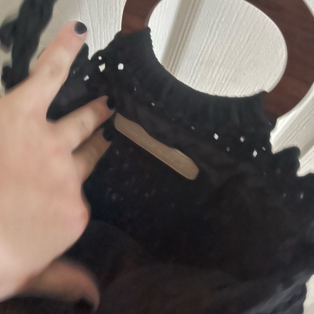 Danielle Nicole Black Macrame Shoulder Bag With F… - image 4